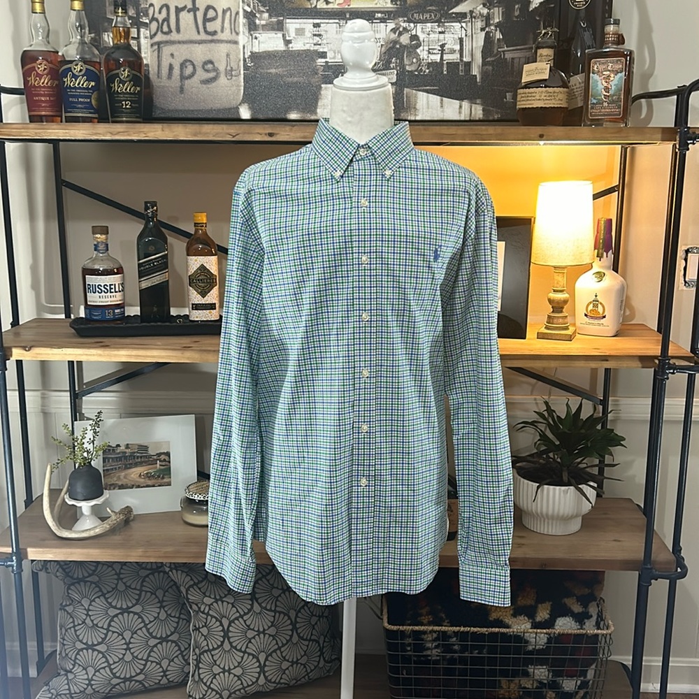 Ralph Lauren Classic Fit Button Down Point Collar Plaid Stretch shirt